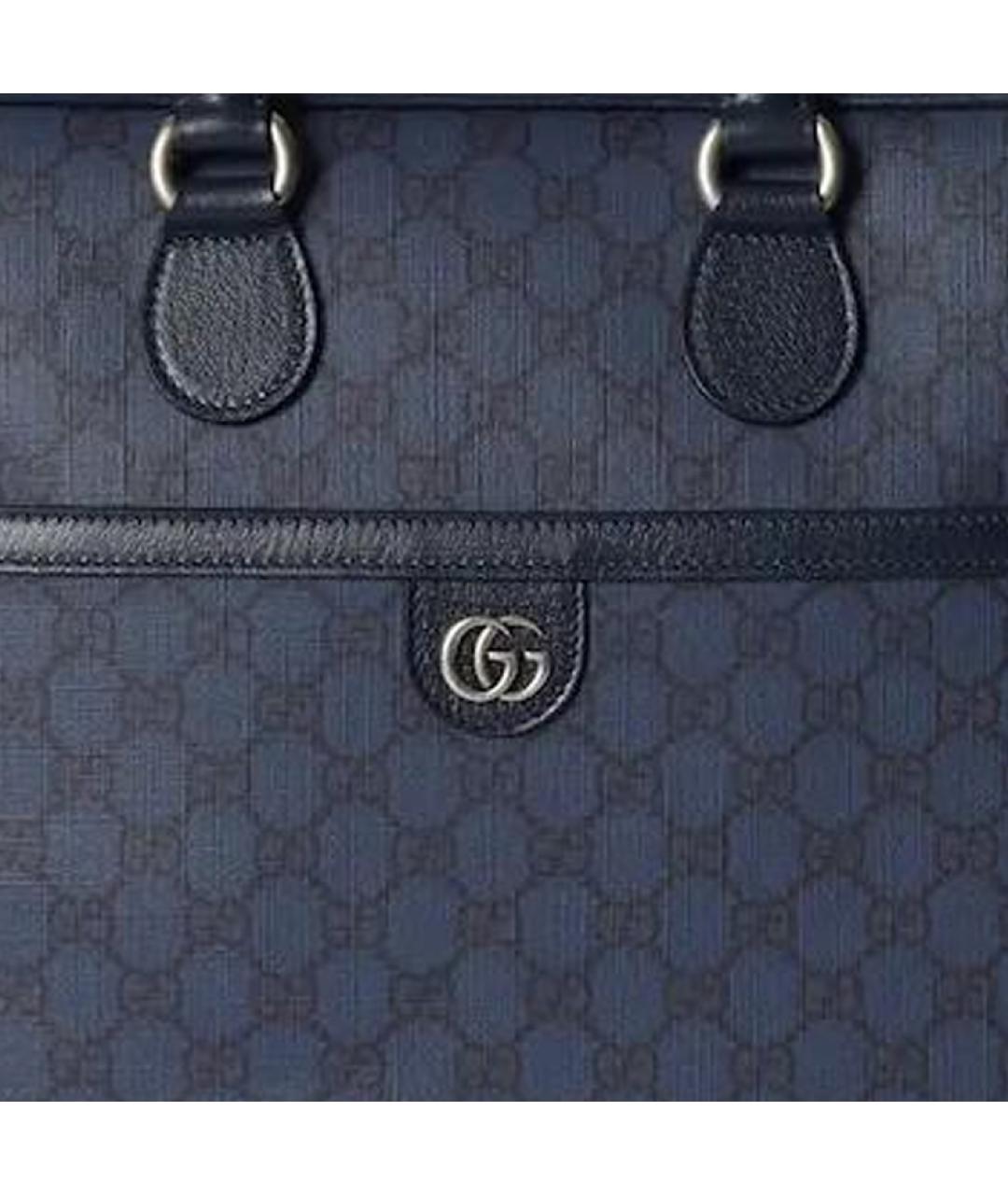 GUCCI Синий кожаный портфель, фото 7