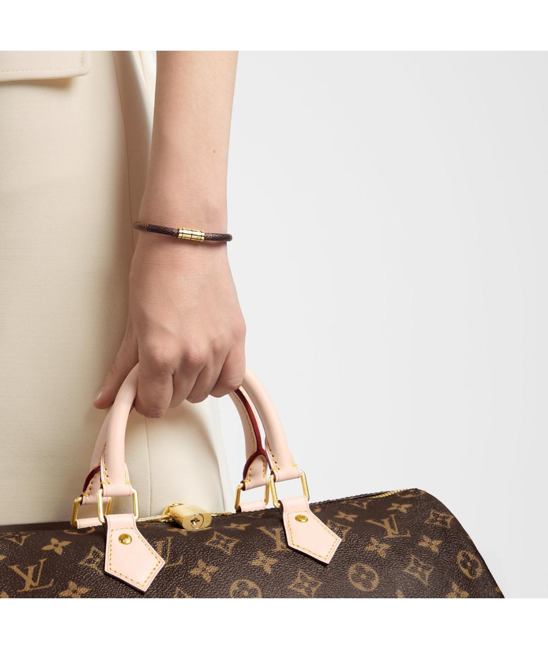 LOUIS VUITTON Коричневый кожаный браслет, фото 5