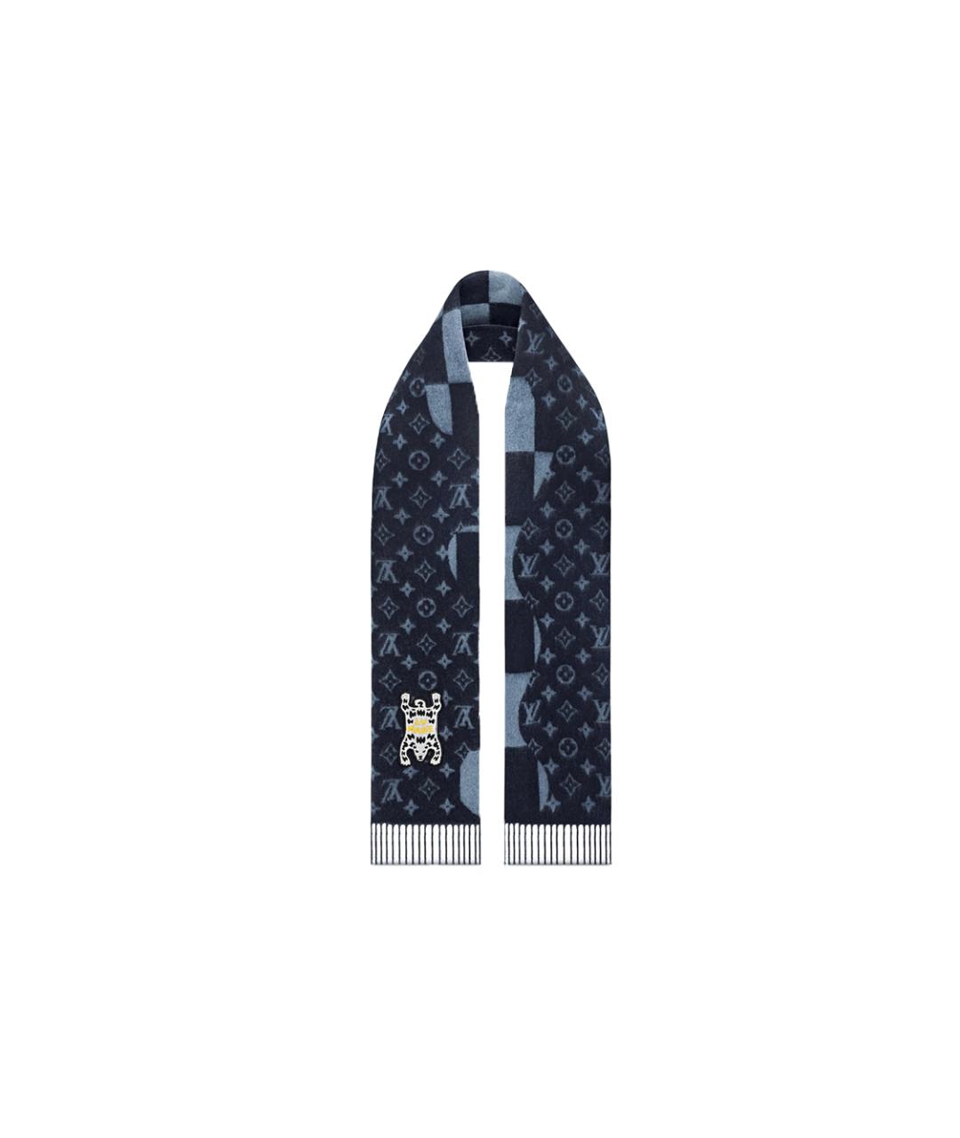 LOUIS VUITTON Синий кашемировый шарф, фото 1