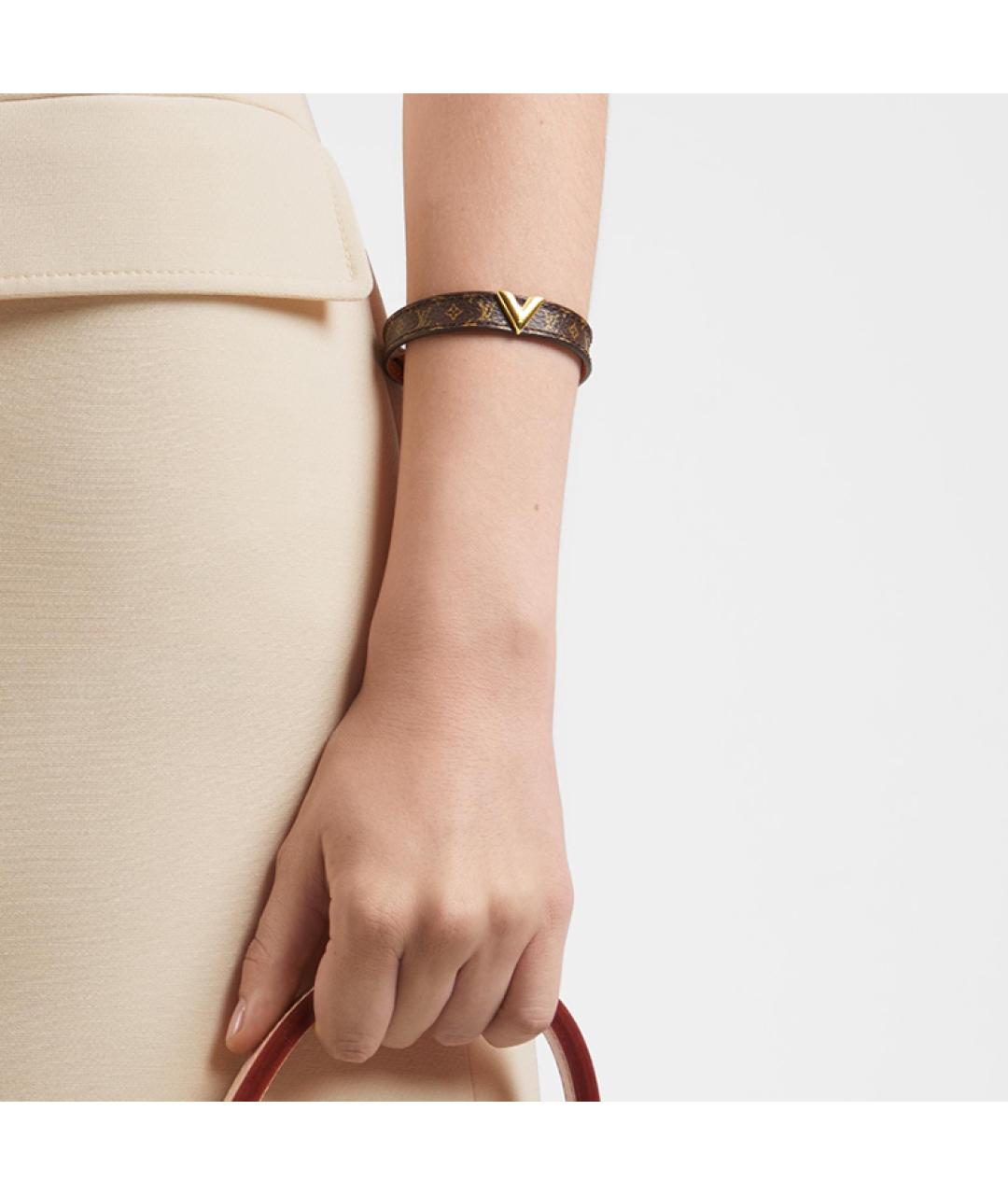 LOUIS VUITTON Коричневый кожаный браслет, фото 2