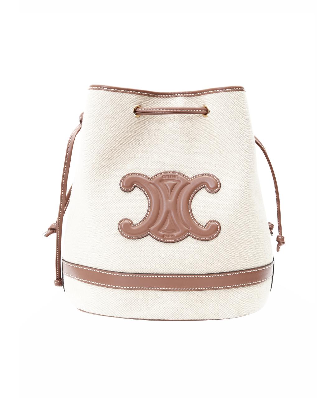 CELINE Бежевая тканевая сумка с короткими ручками, фото 1