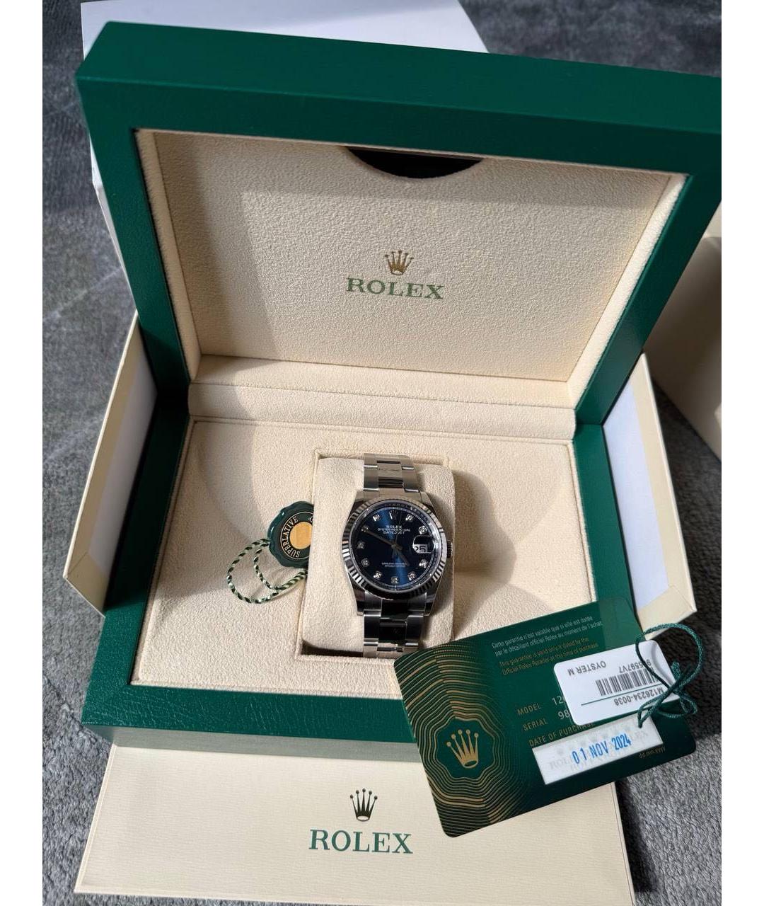 ROLEX Синие часы из белого золота, фото 2