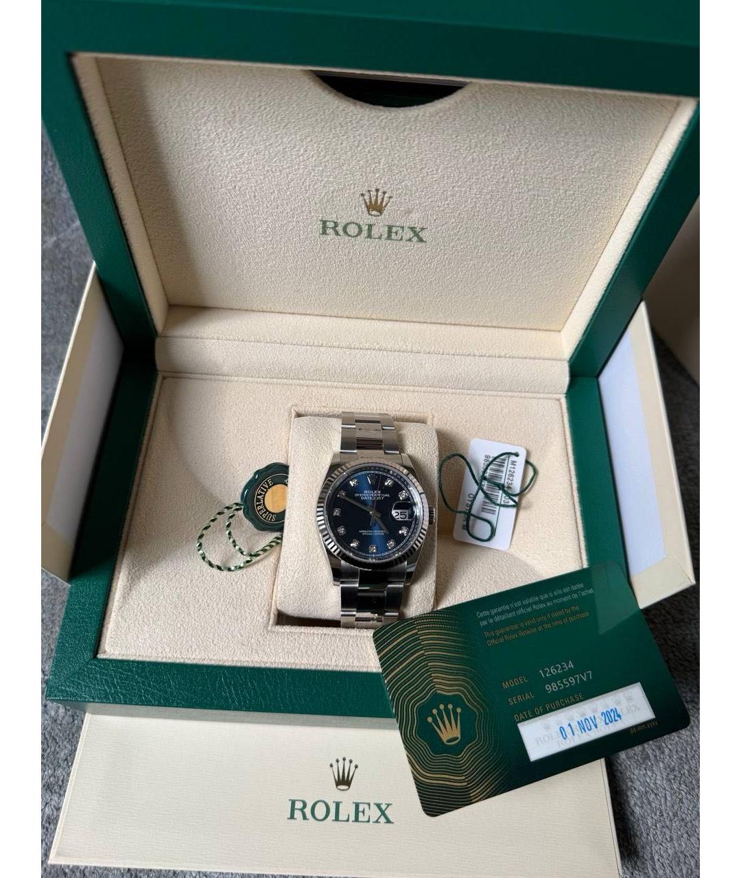 ROLEX Синие часы из белого золота, фото 3