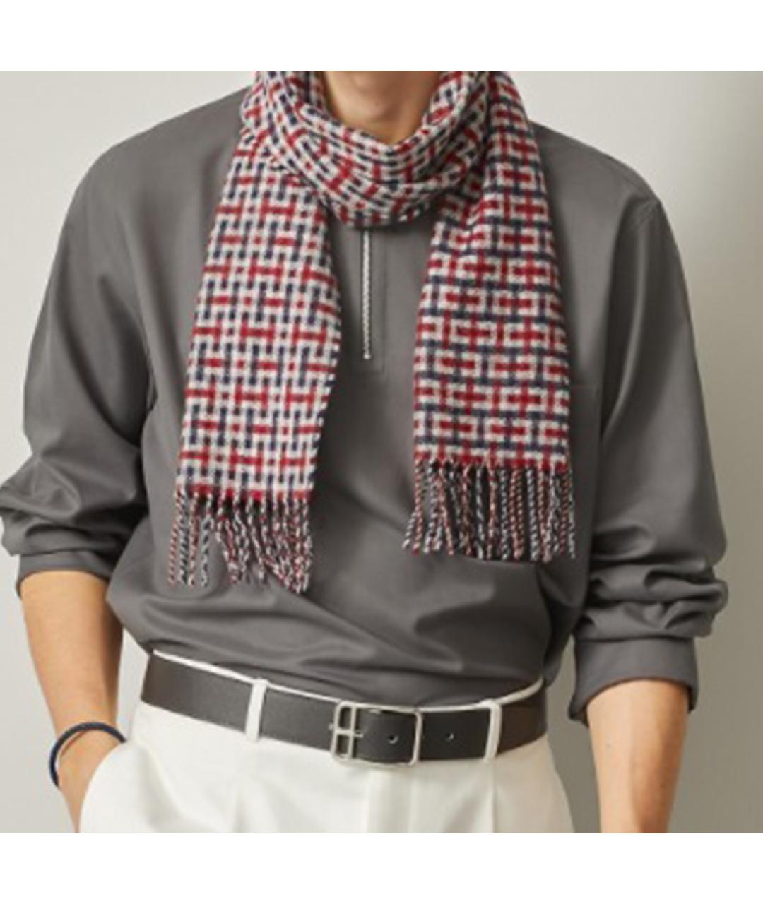 HERMES Красный кашемировый шарф, фото 2