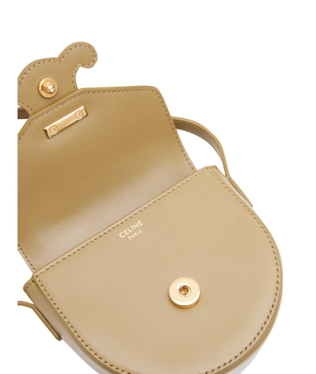 CELINE Хаки кожаная сумка через плечо, фото 5