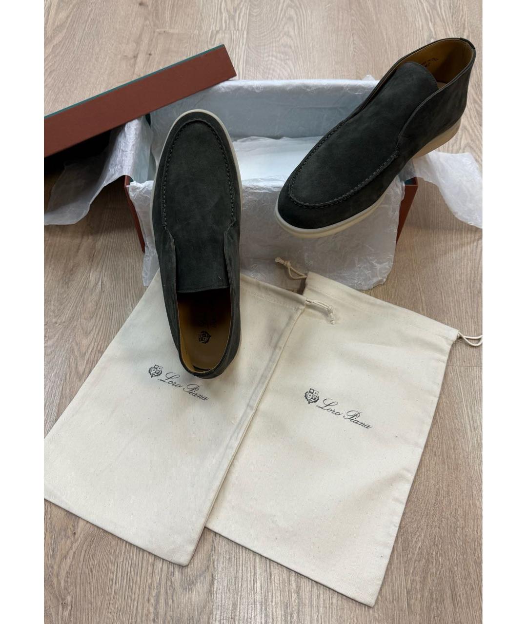 LORO PIANA Хаки замшевые лоферы, фото 6