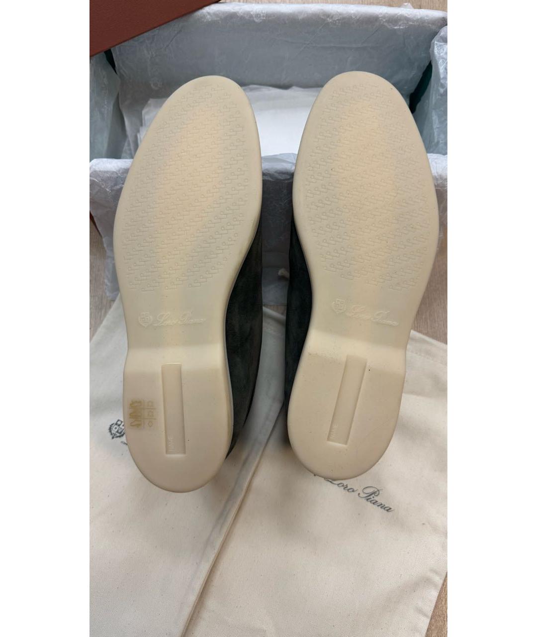 LORO PIANA Хаки замшевые лоферы, фото 5