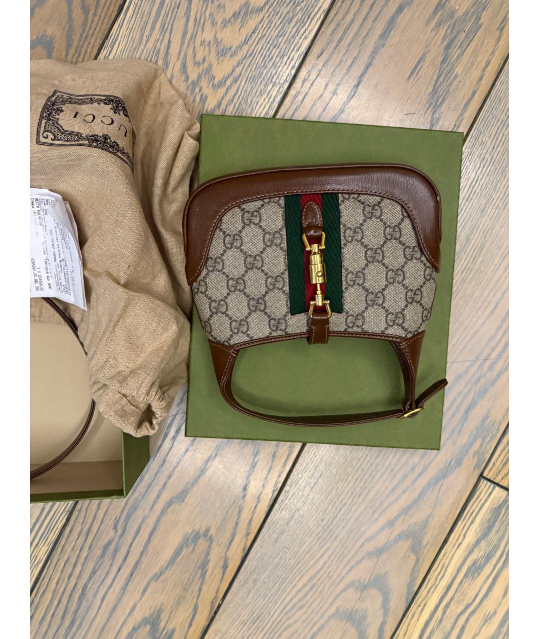 GUCCI Коричневая кожаная сумка с короткими ручками, фото 3
