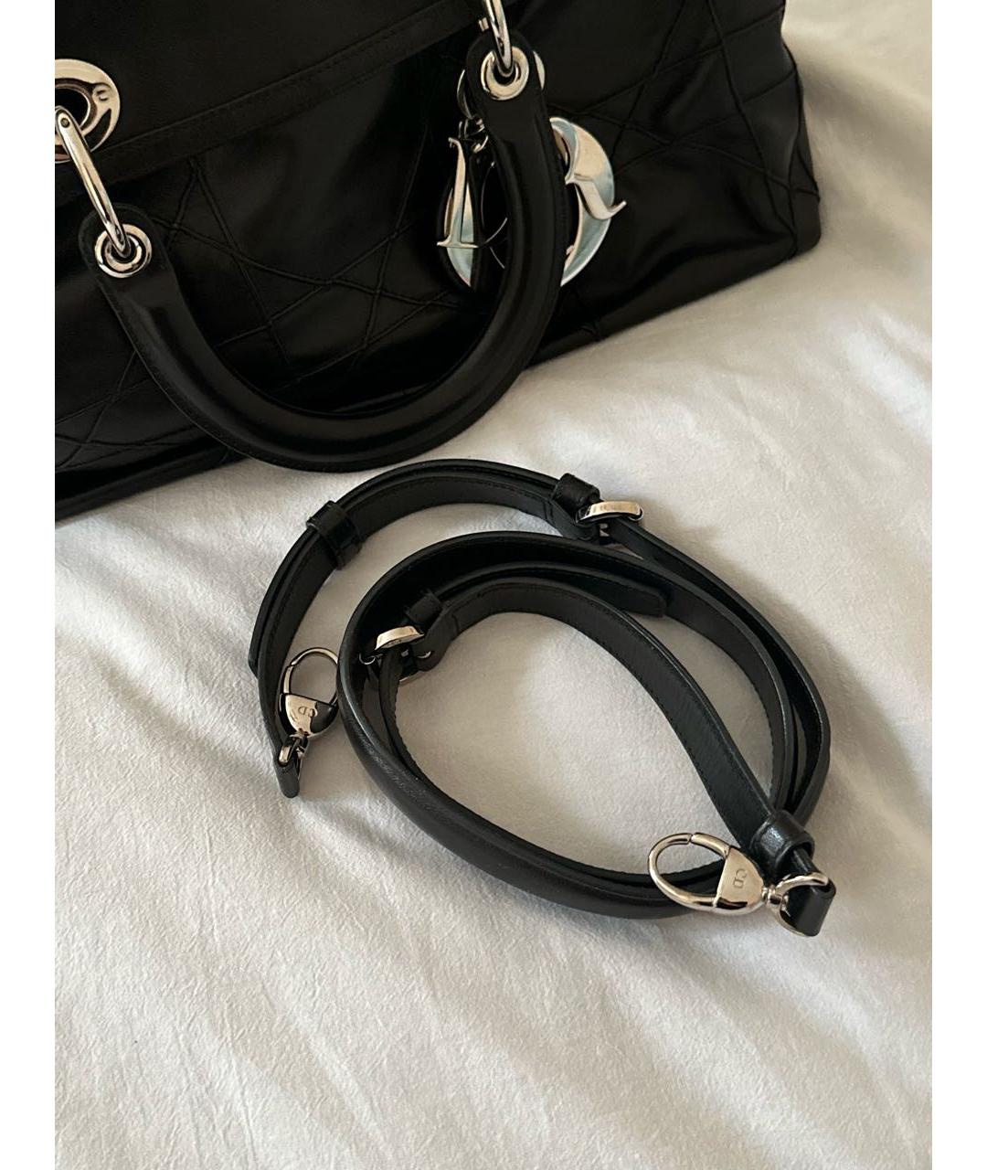 CHRISTIAN DIOR Черная кожаная сумка тоут, фото 3