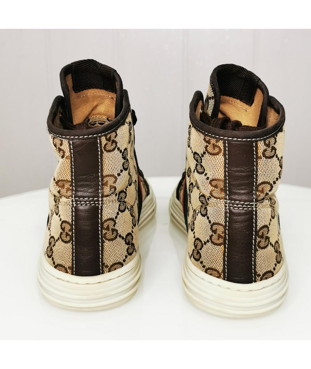 GUCCI Бежевые кожаные кеды, фото 4