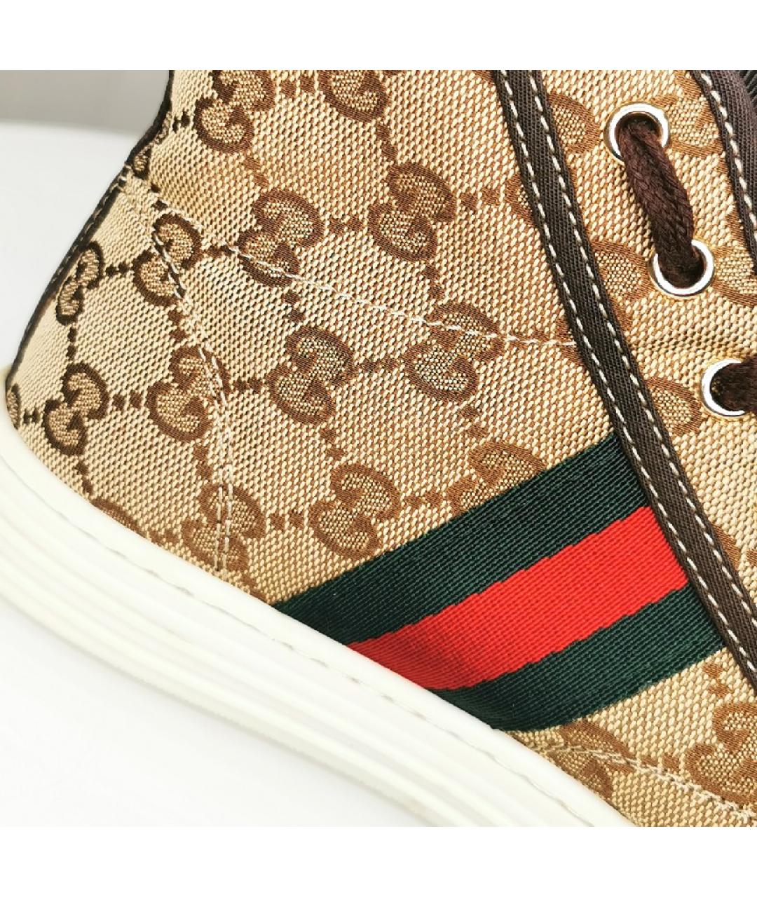 GUCCI Бежевые кожаные кеды, фото 7