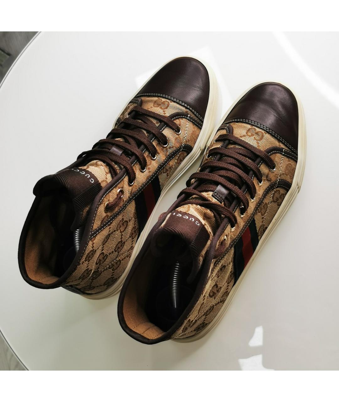 GUCCI Бежевые кожаные кеды, фото 3
