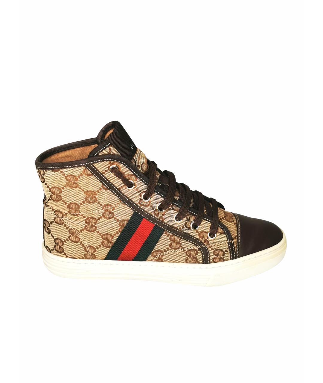 GUCCI Бежевые кожаные кеды, фото 1