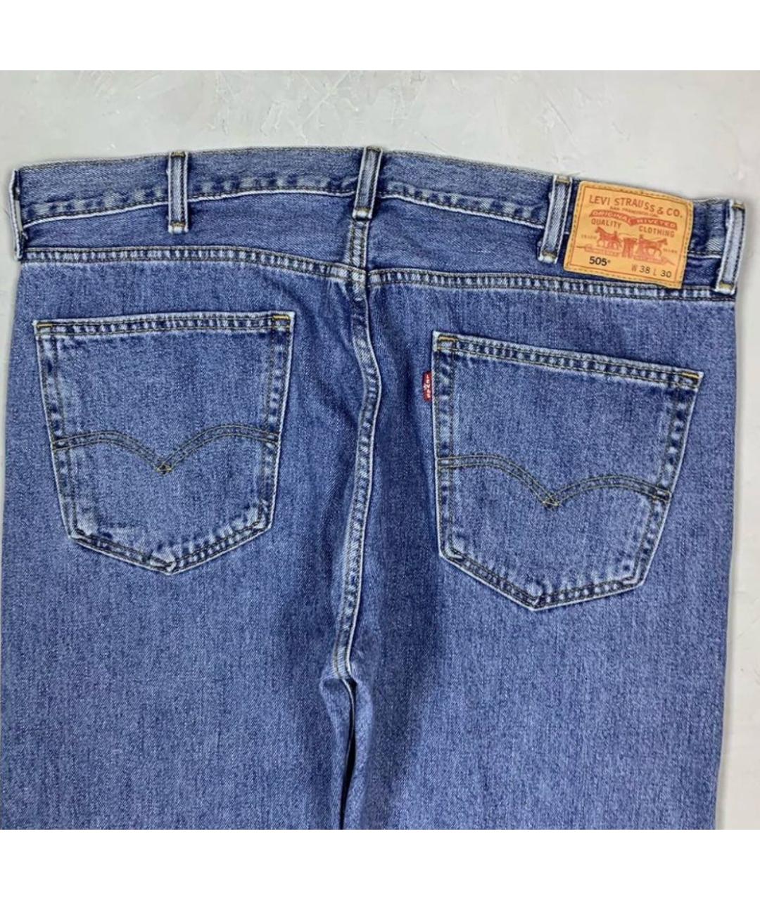 LEVI'S Синие хлопковые прямые джинсы, фото 3