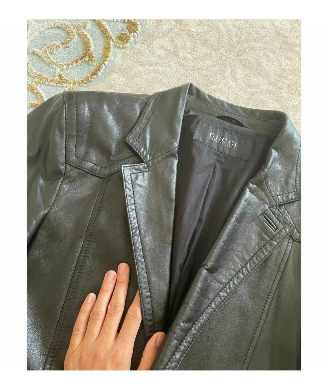 GUCCI Черный кожаный пиджак, фото 5