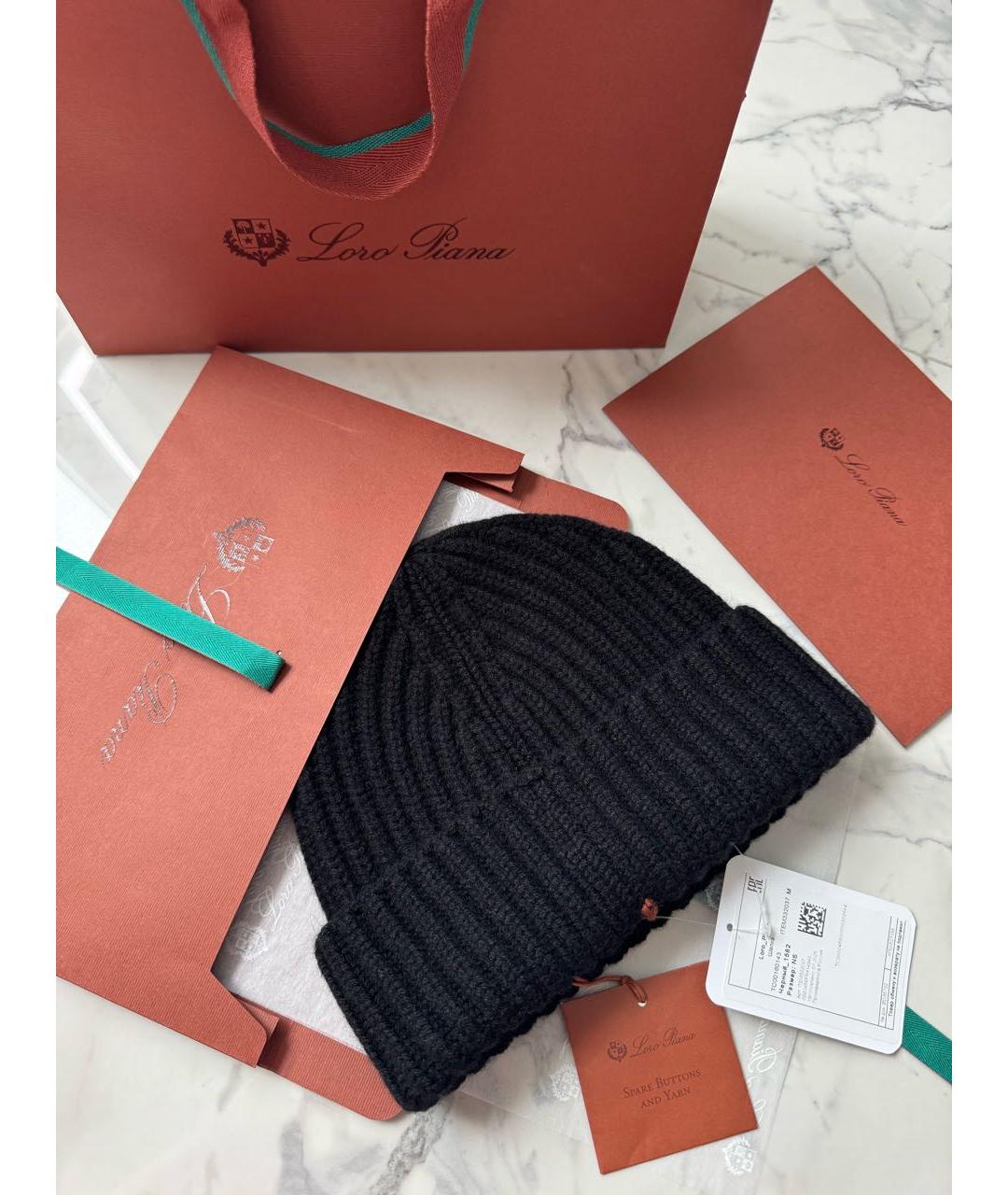 LORO PIANA Черная кашемировая шапка, фото 4