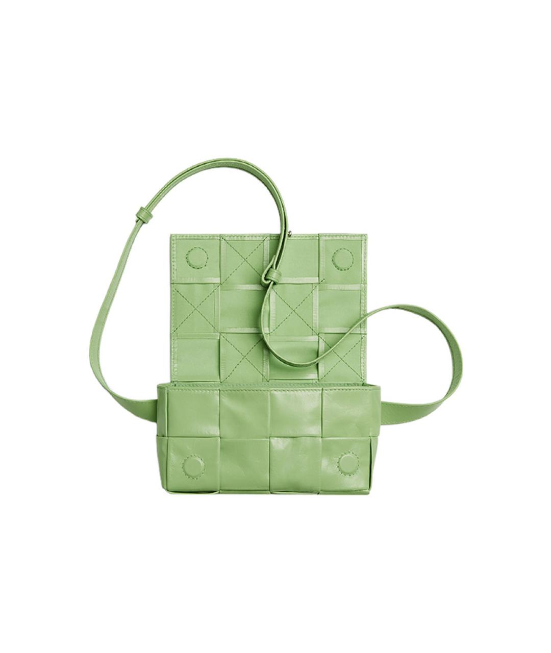BOTTEGA VENETA Салатовая кожаная сумка на плечо, фото 4
