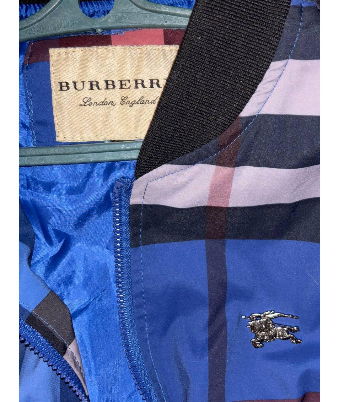BURBERRY Синяя полиэстеровая куртка, фото 3