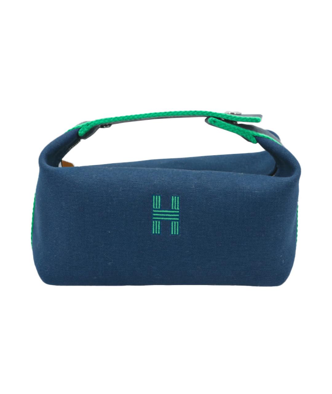HERMES Темно-синяя тканевая косметичка, фото 1