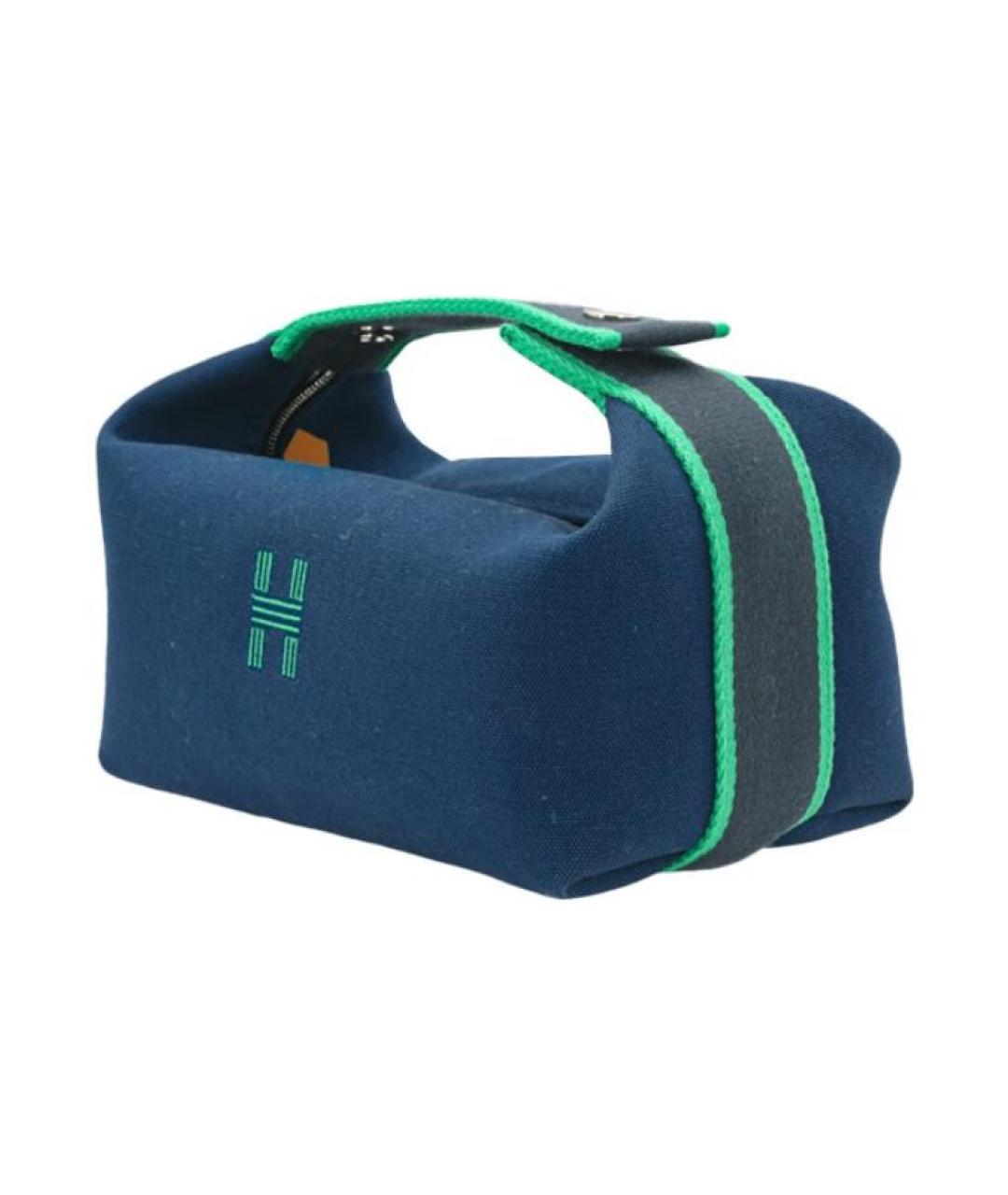 HERMES Темно-синяя тканевая косметичка, фото 3