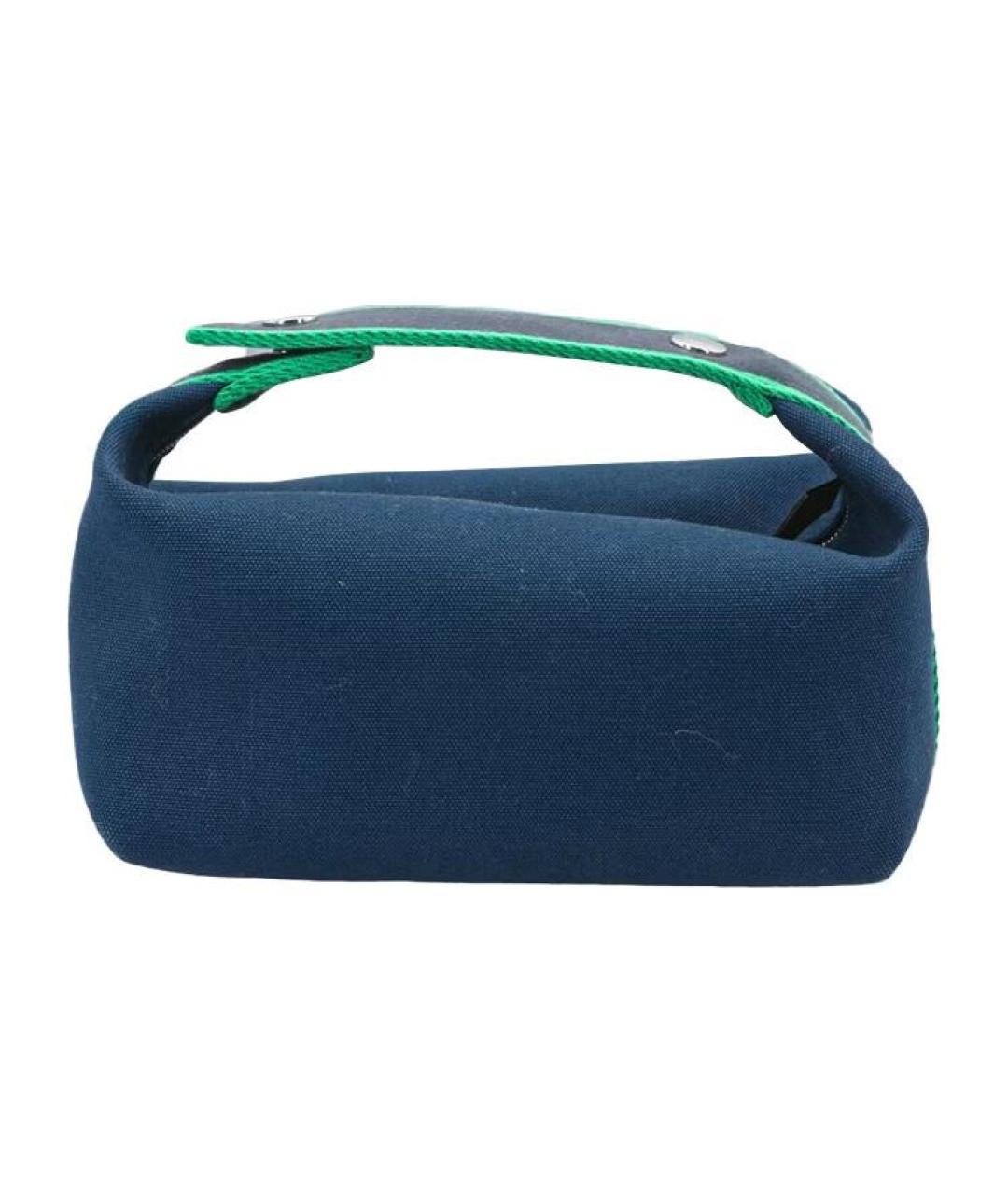 HERMES Темно-синяя тканевая косметичка, фото 5