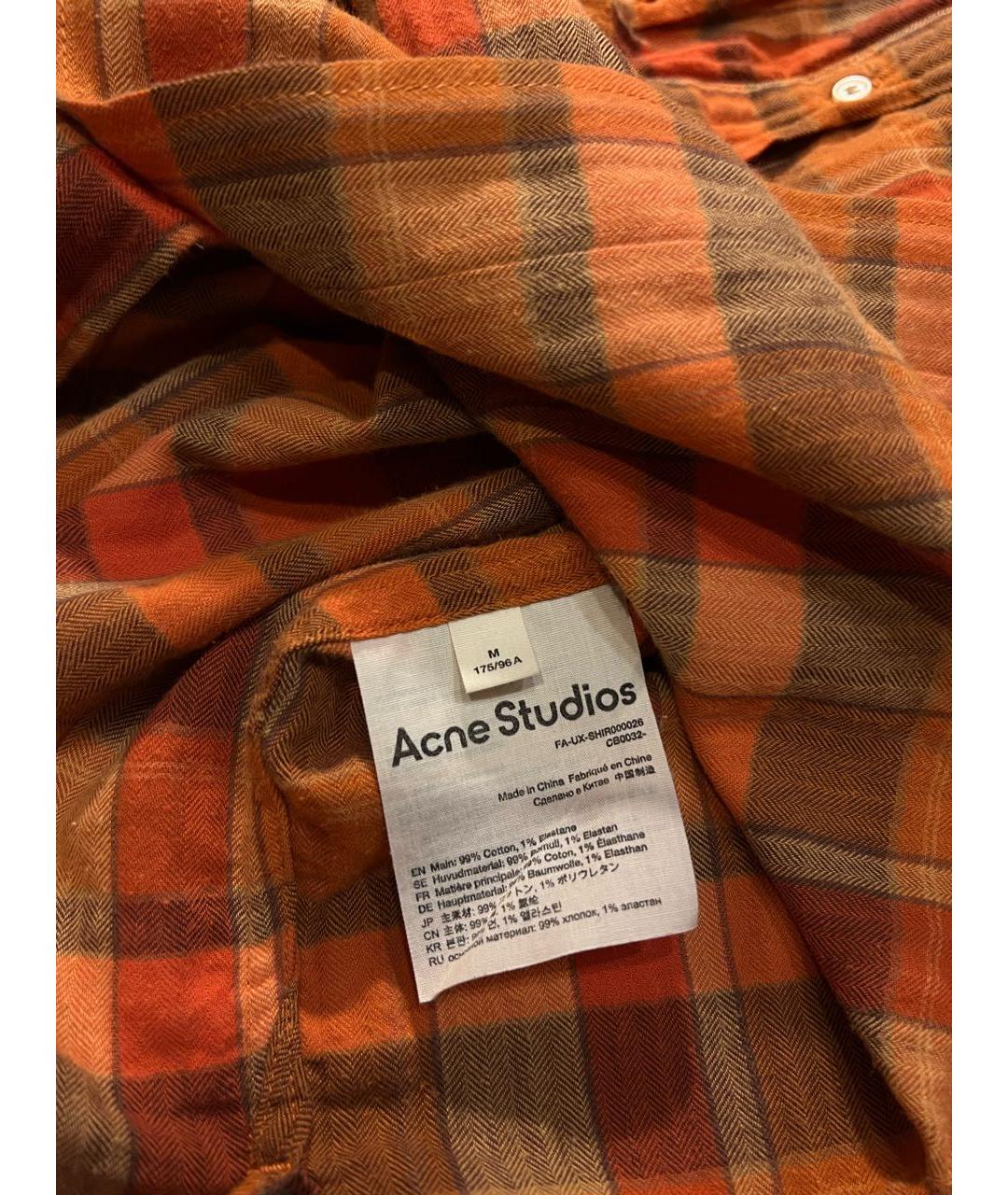 ACNE STUDIOS Оранжевая хлопковая кэжуал рубашка, фото 8