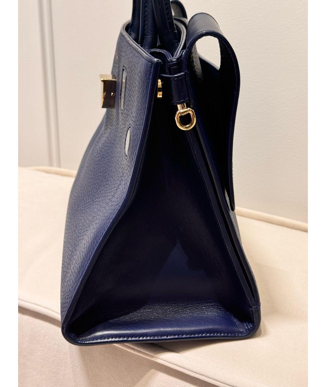 CHRISTIAN DIOR Темно-синяя кожаная сумка с короткими ручками, фото 7