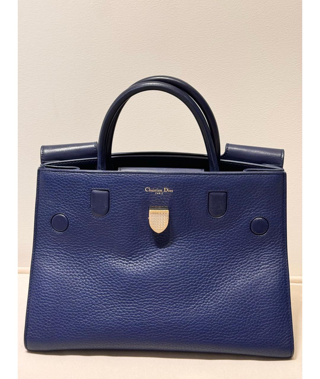 CHRISTIAN DIOR Темно-синяя кожаная сумка с короткими ручками, фото 6