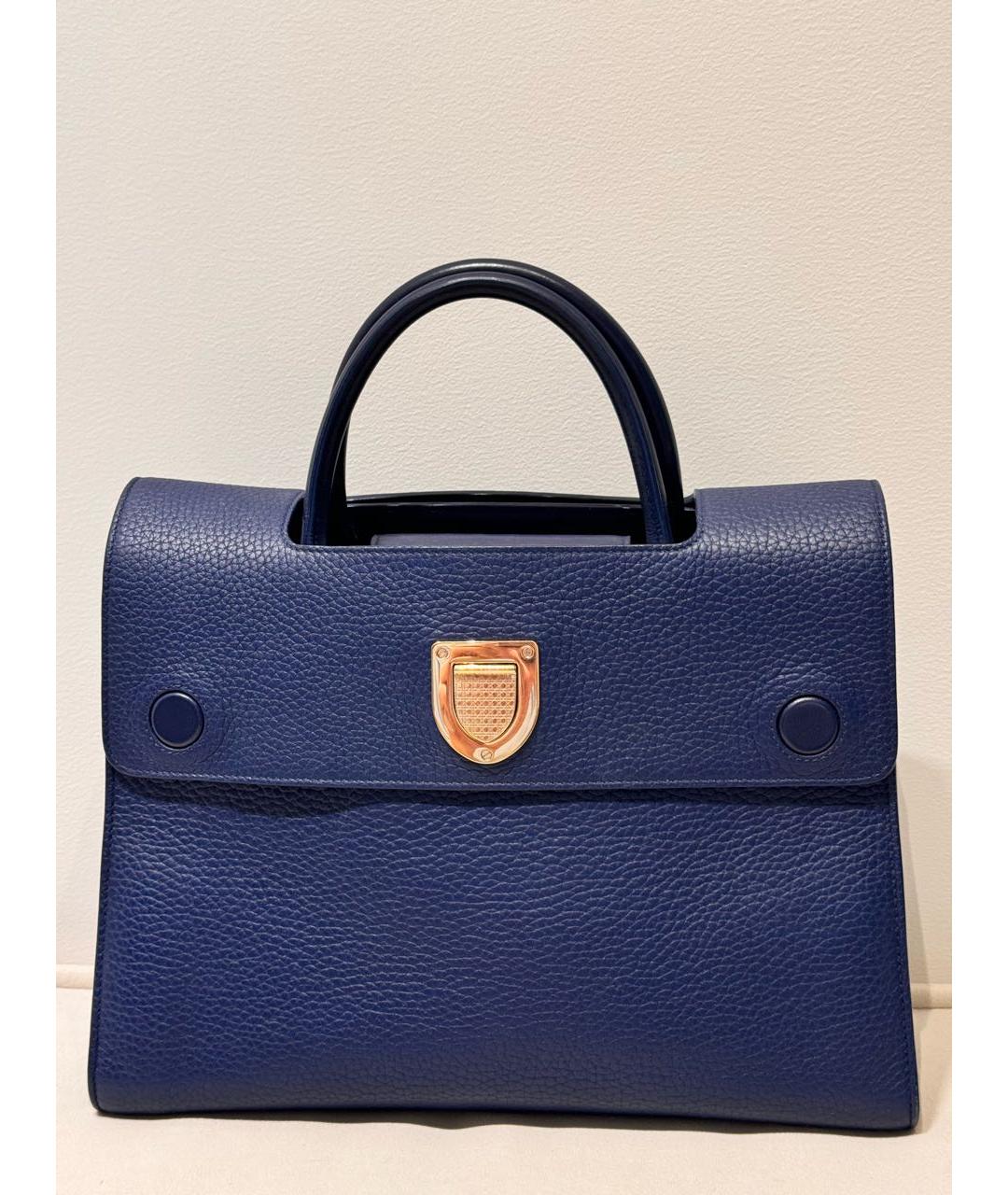 CHRISTIAN DIOR Темно-синяя кожаная сумка с короткими ручками, фото 9