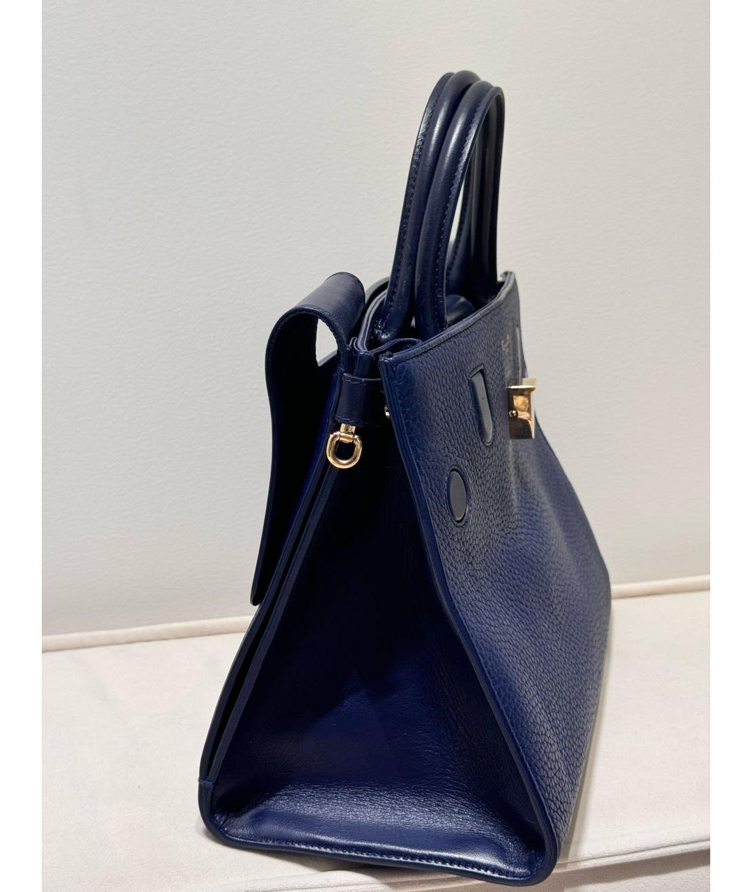 CHRISTIAN DIOR Темно-синяя кожаная сумка с короткими ручками, фото 2