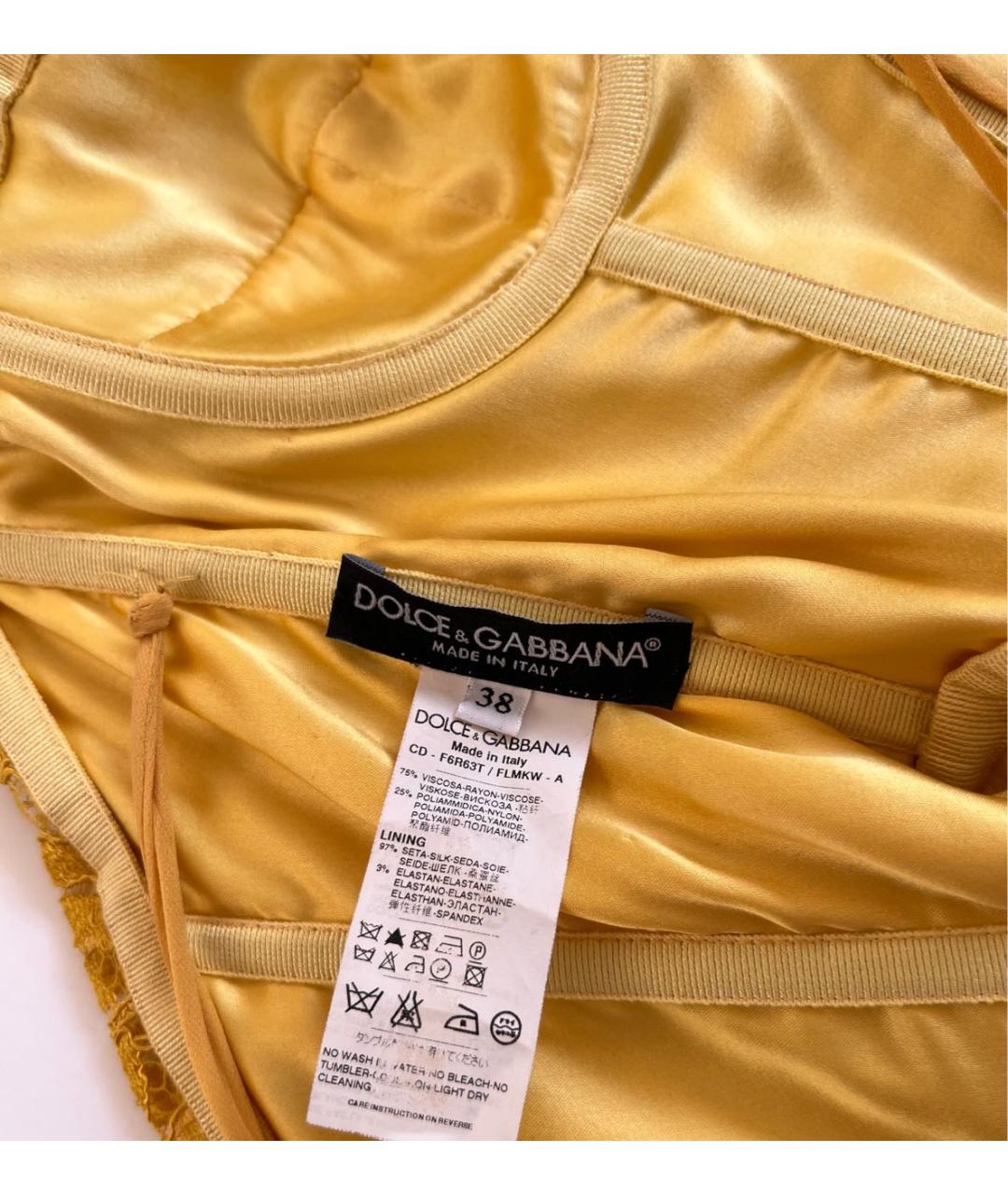 DOLCE&GABBANA Желтое вискозное повседневное платье, фото 5