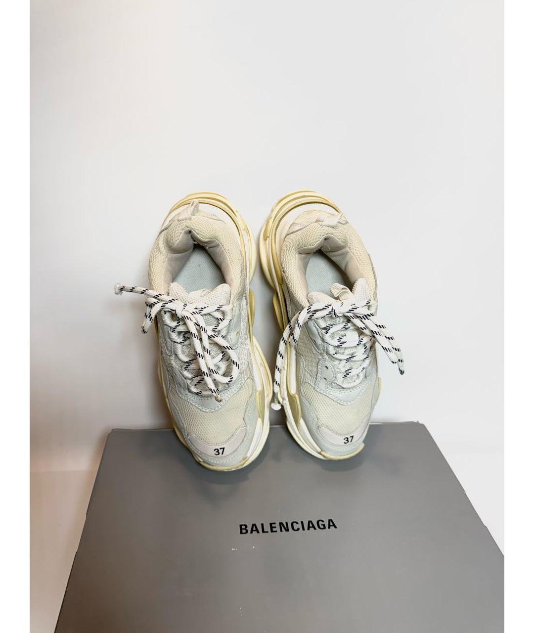 BALENCIAGA Белые кожаные кроссовки, фото 3