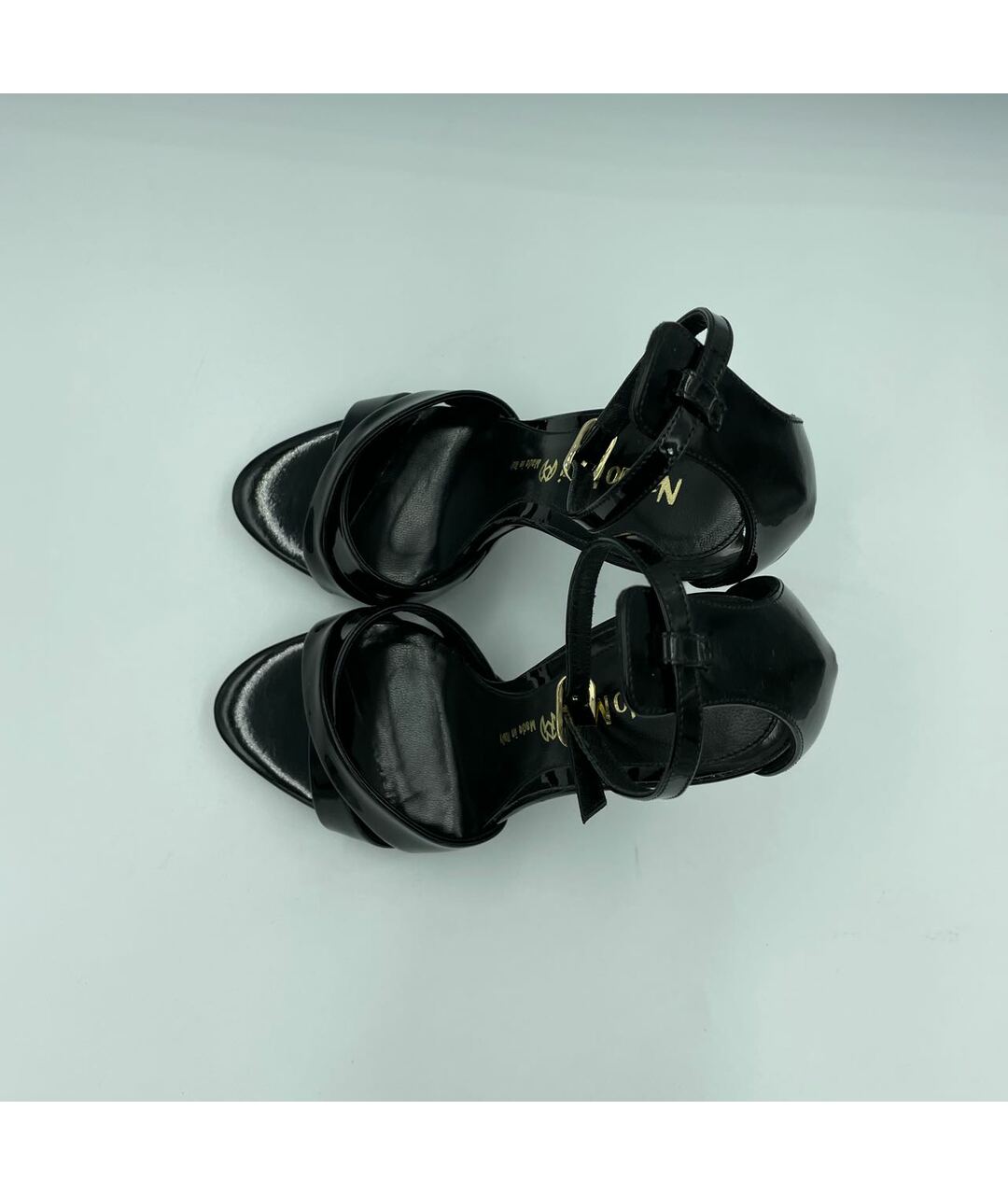 NANDO MUZI Черные кожаные босоножки, фото 2