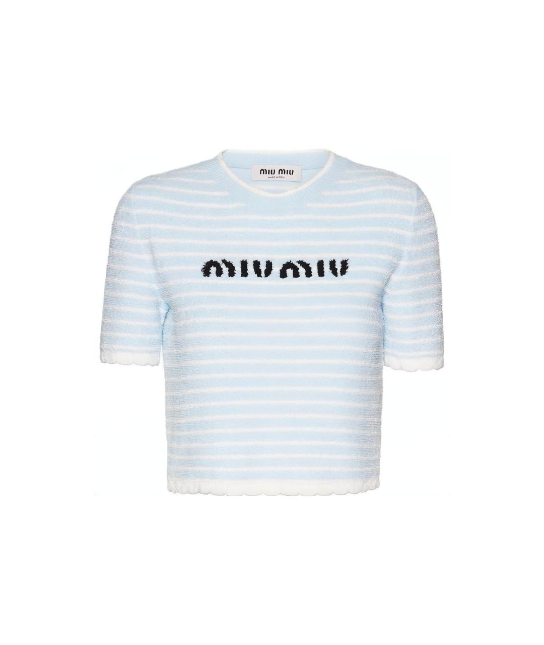 MIU MIU Голубая хлопковая футболка, фото 1