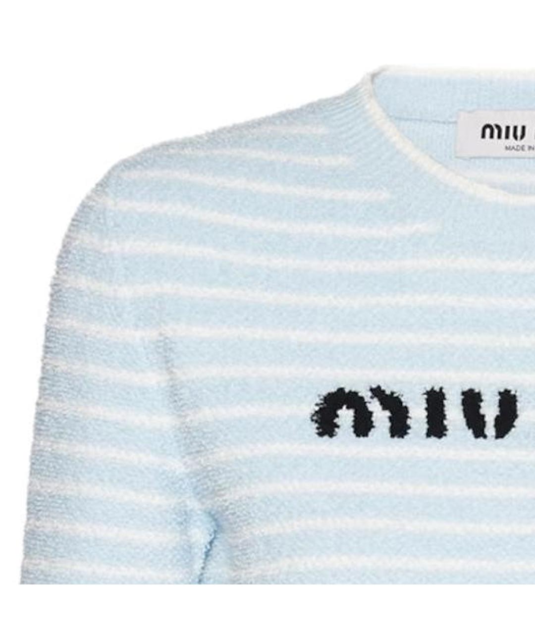 MIU MIU Голубая хлопковая футболка, фото 5