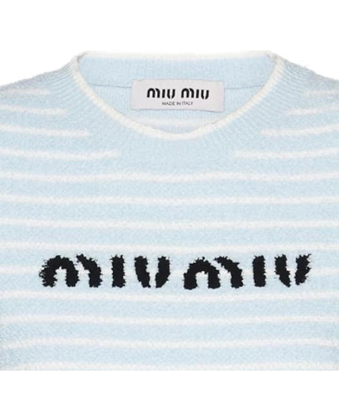 MIU MIU Голубая хлопковая футболка, фото 4