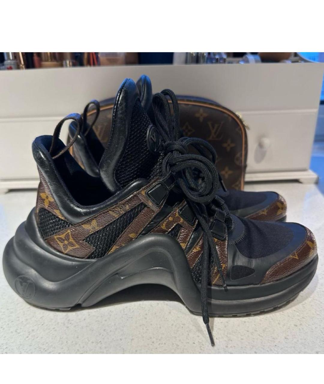 LOUIS VUITTON Черные кожаные кроссовки, фото 6