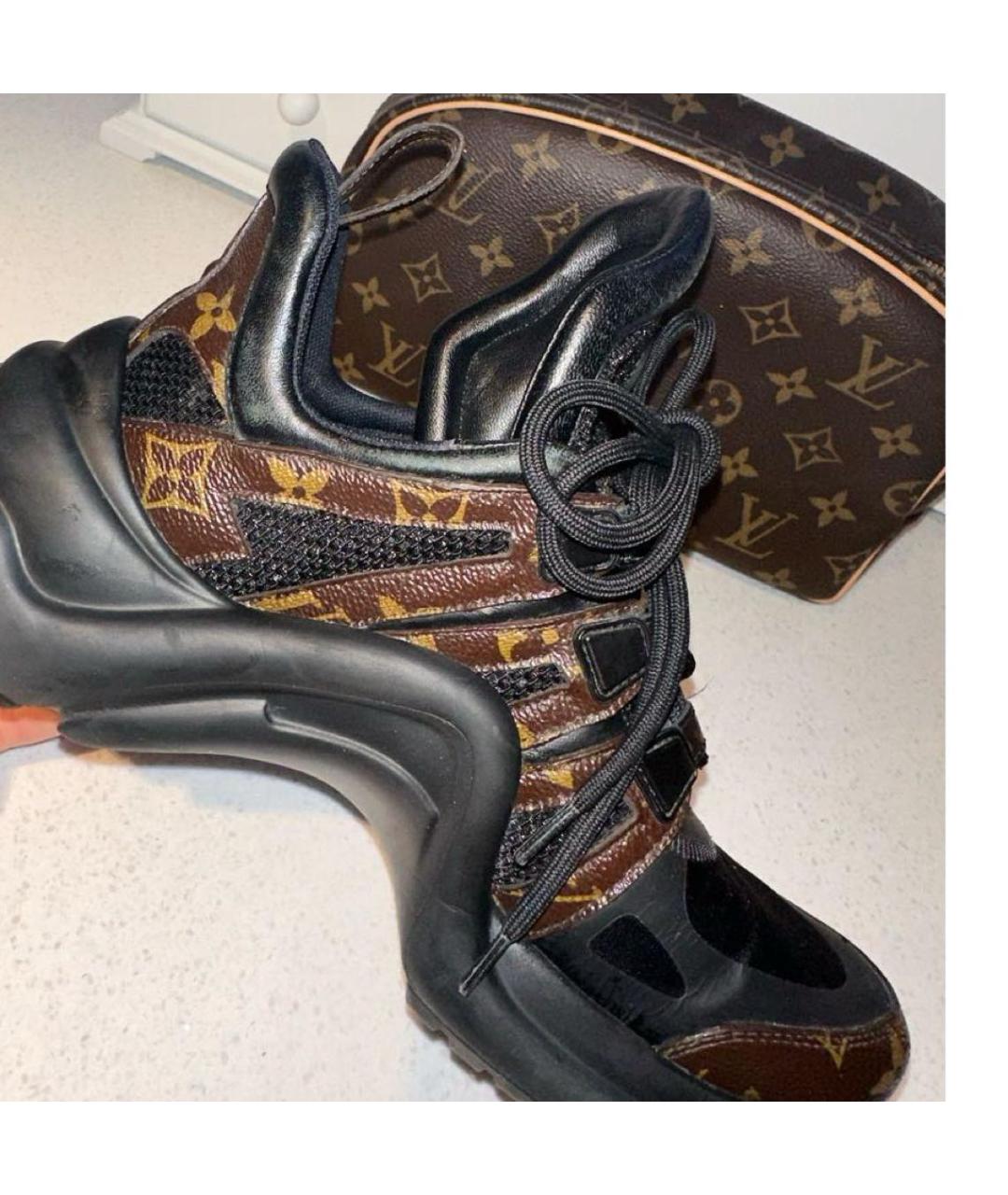 LOUIS VUITTON Черные кожаные кроссовки, фото 5