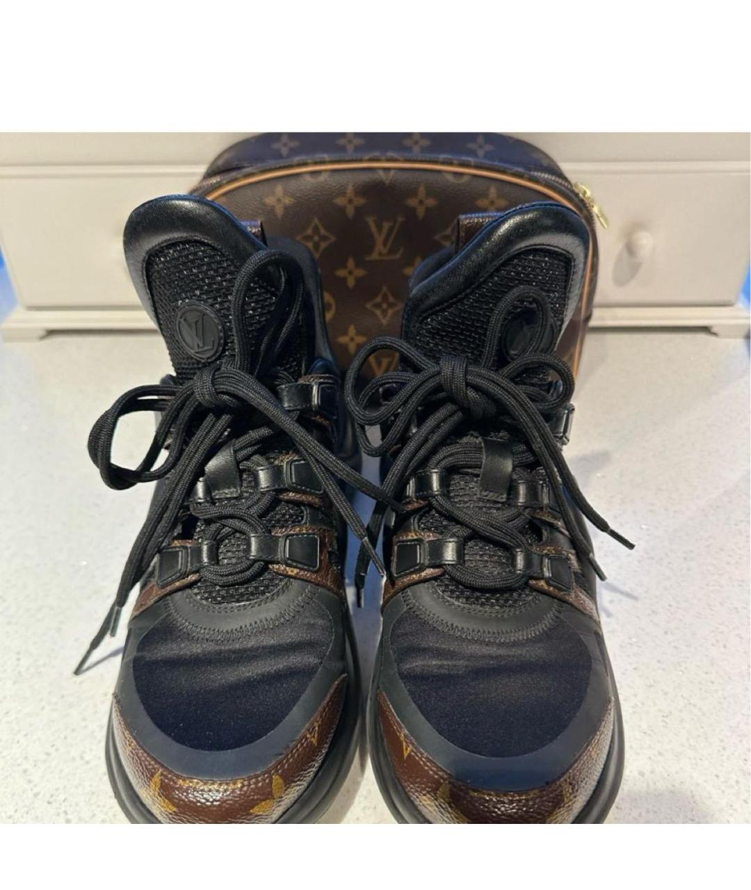 LOUIS VUITTON Черные кожаные кроссовки, фото 2