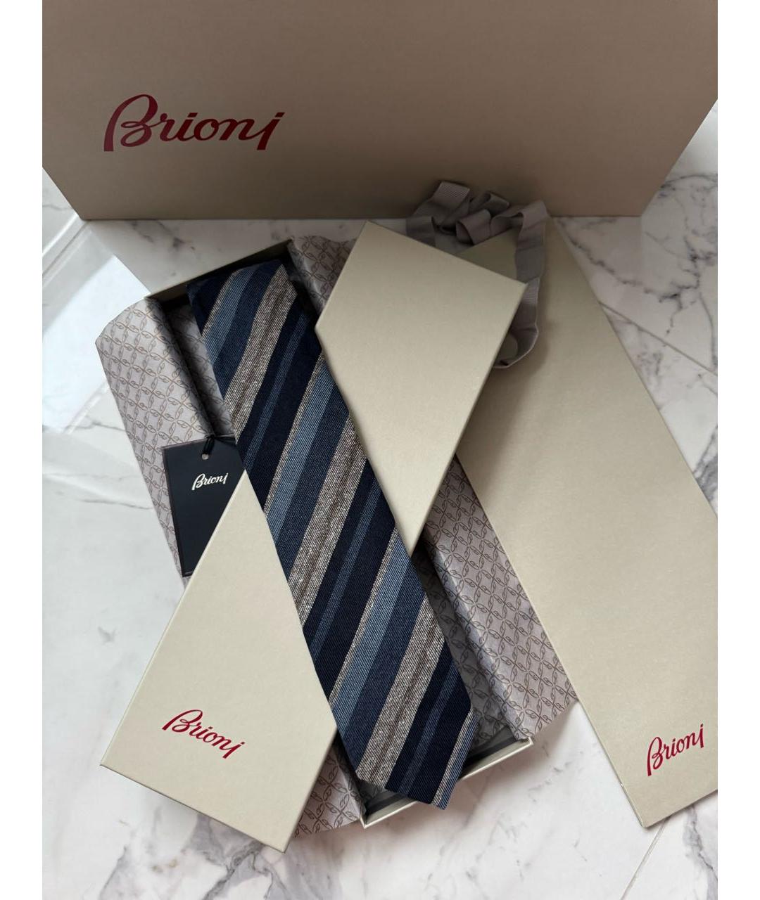 BRIONI Синий шерстяной галстук, фото 6