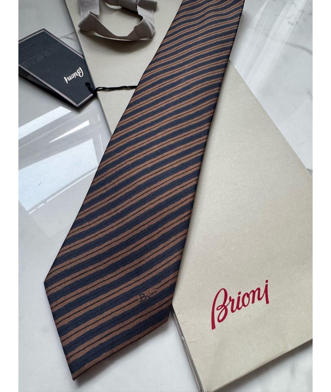 BRIONI Коричневый шелковый галстук, фото 3