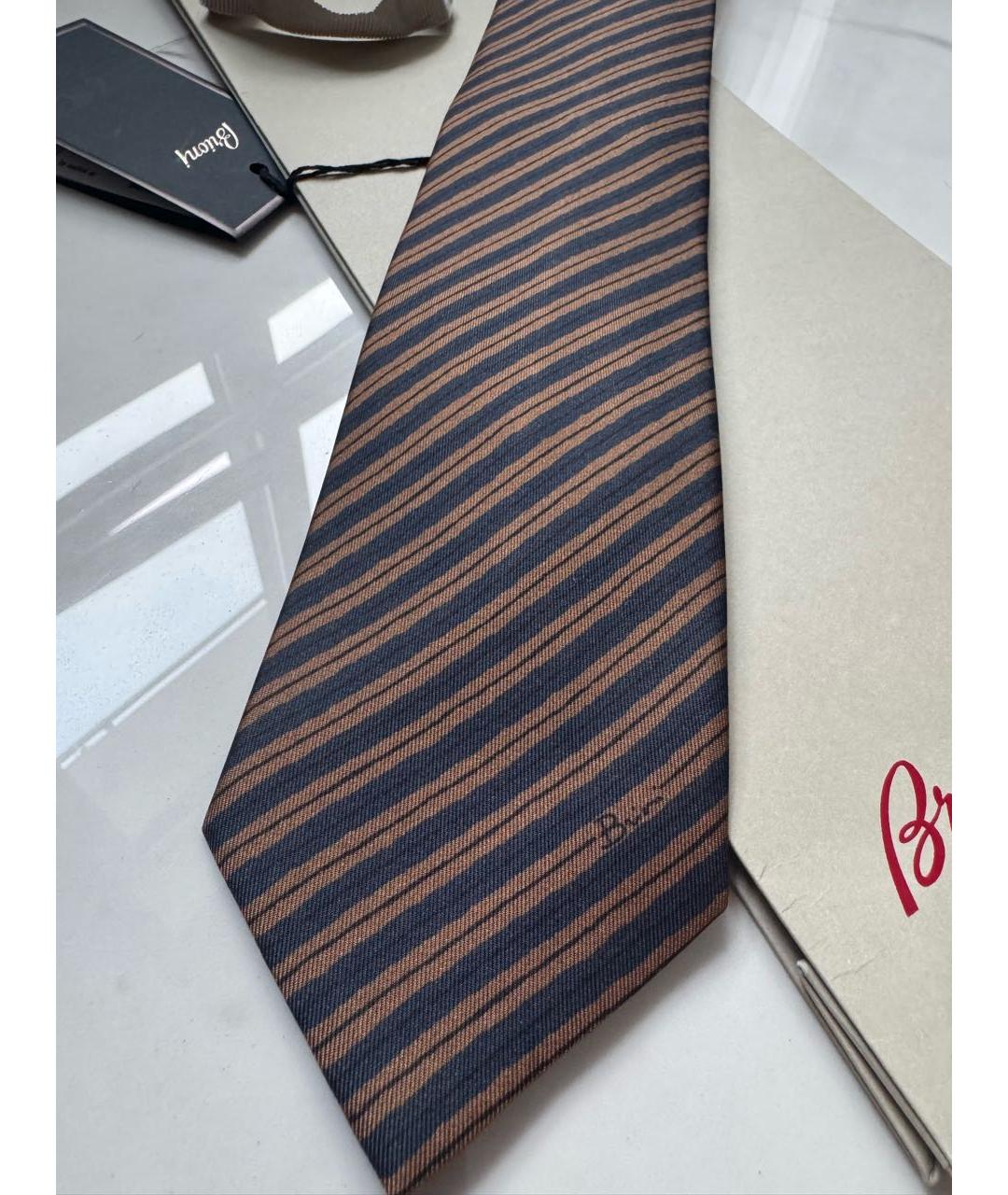 BRIONI Коричневый шелковый галстук, фото 4