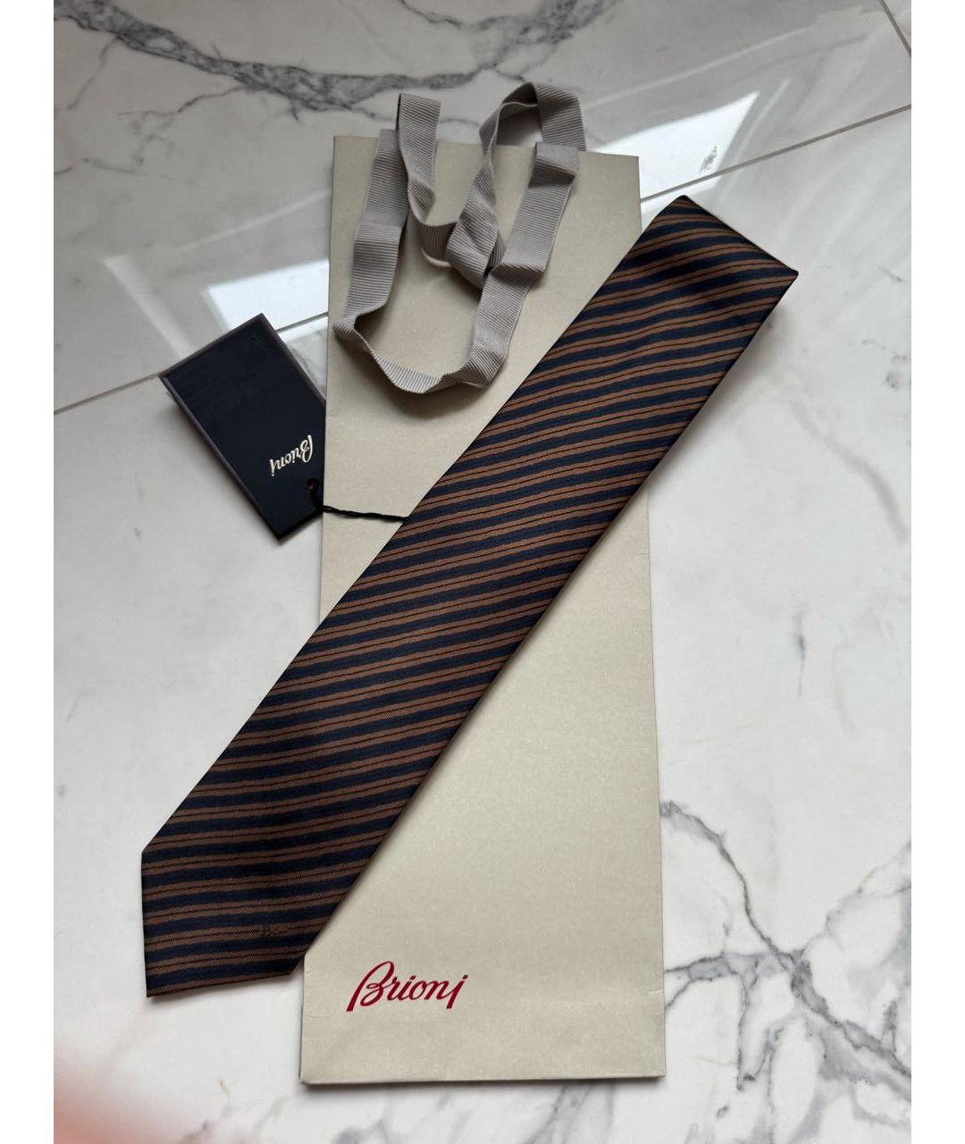 BRIONI Коричневый шелковый галстук, фото 5