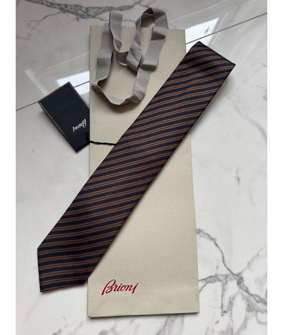 BRIONI Коричневый шелковый галстук, фото 6