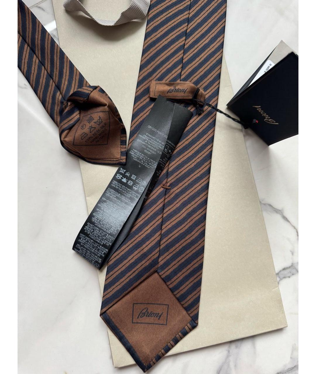 BRIONI Коричневый шелковый галстук, фото 7