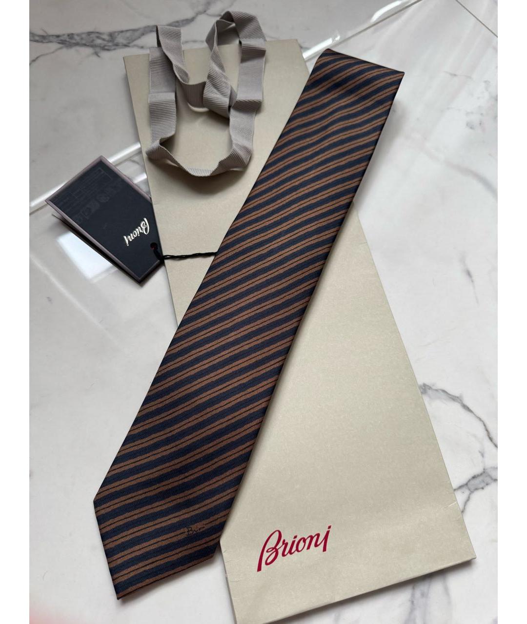 BRIONI Коричневый шелковый галстук, фото 2