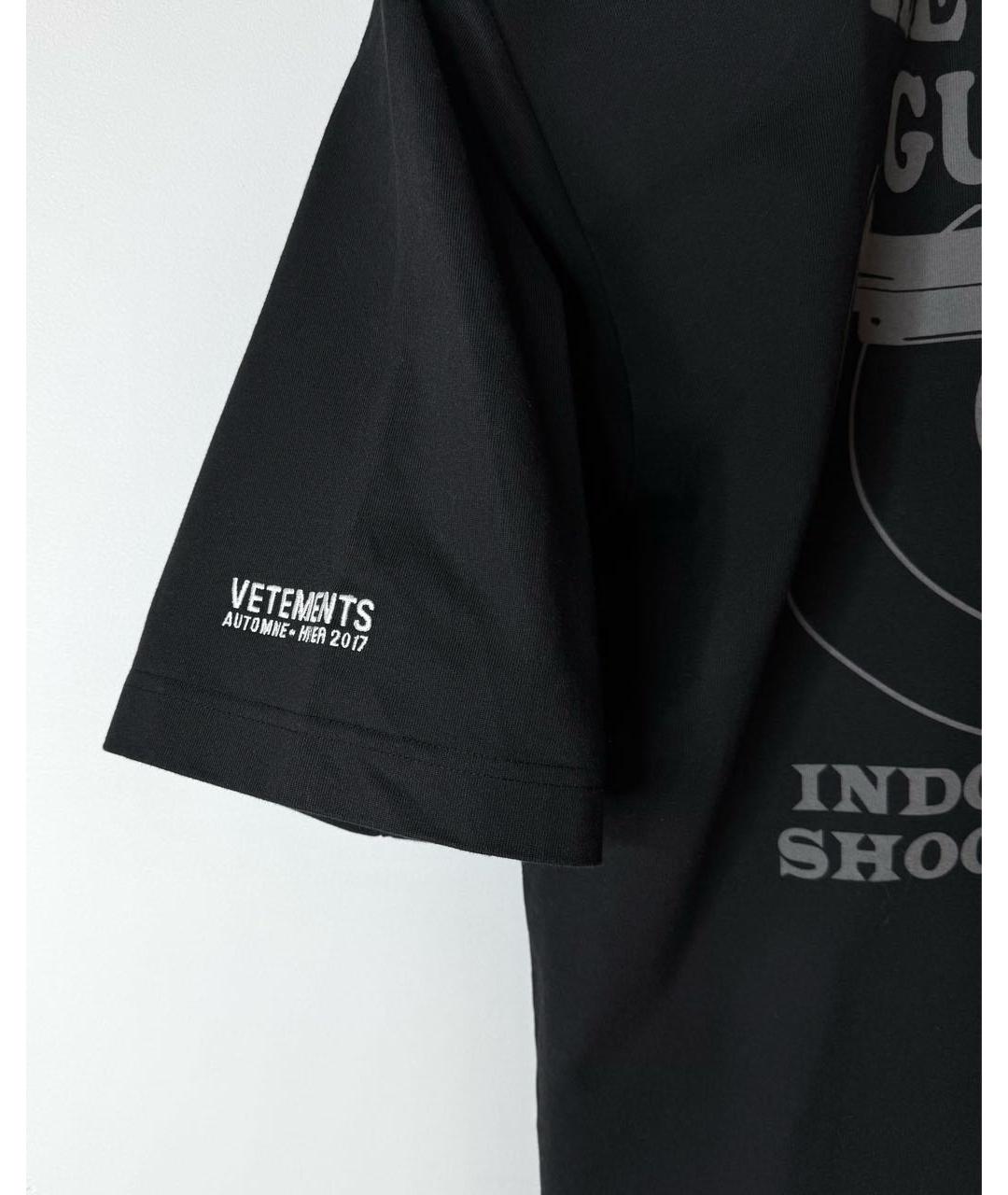 VETEMENTS Черная хлопковая футболка, фото 3