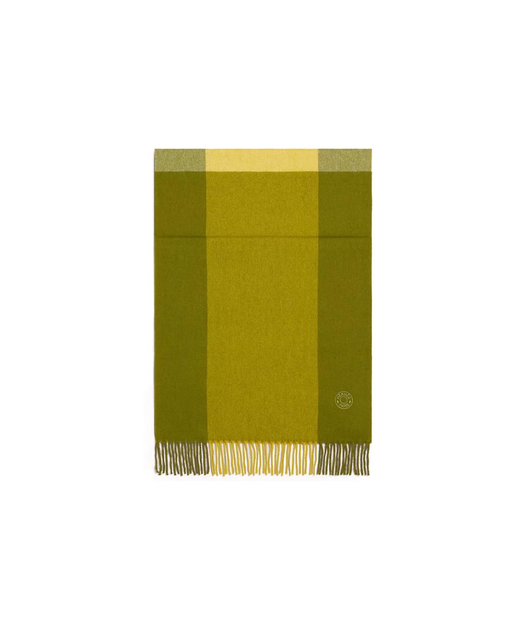 HERMES Зеленый кашемировый шарф, фото 1