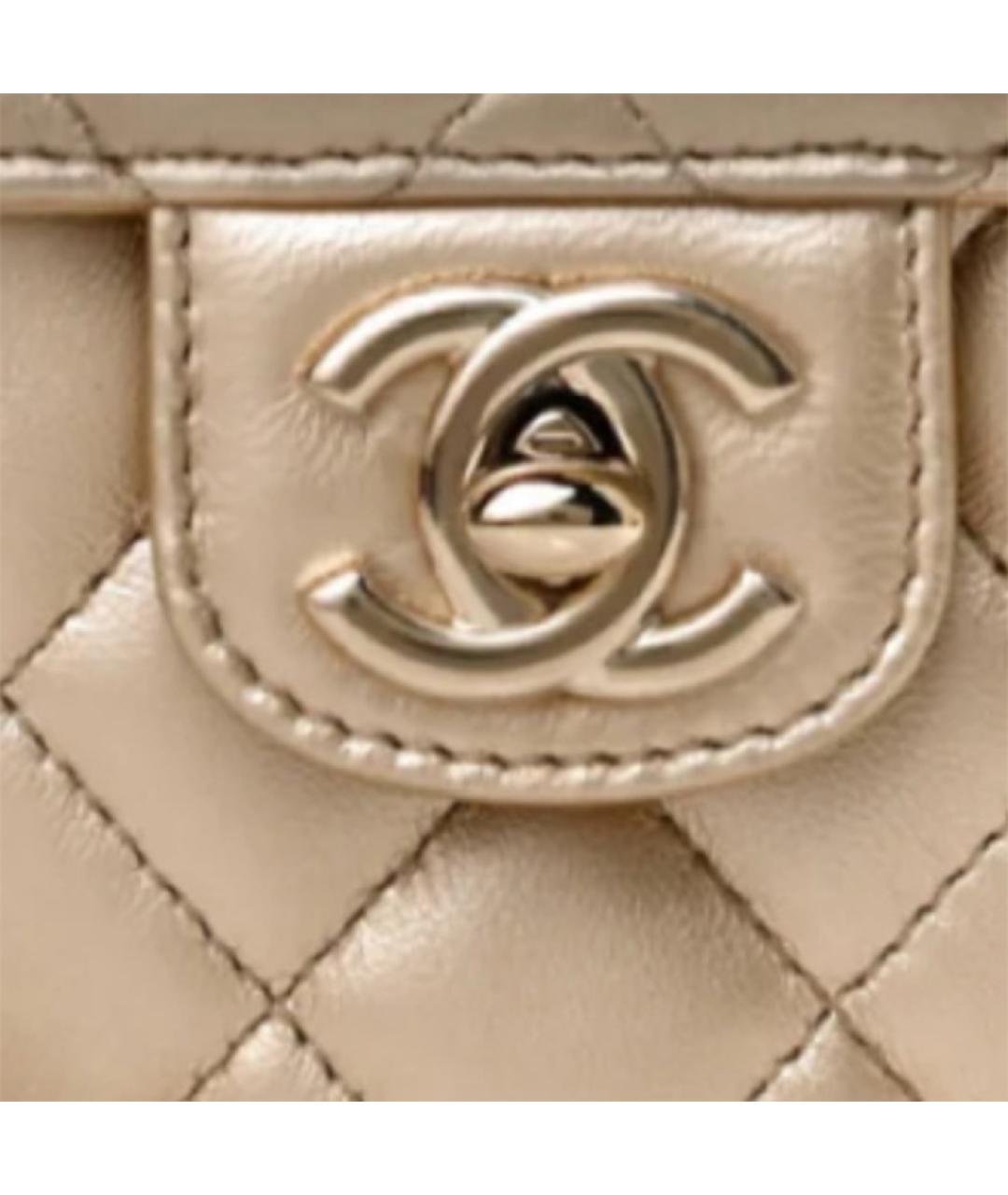 CHANEL Золотая кожаная сумка через плечо, фото 2