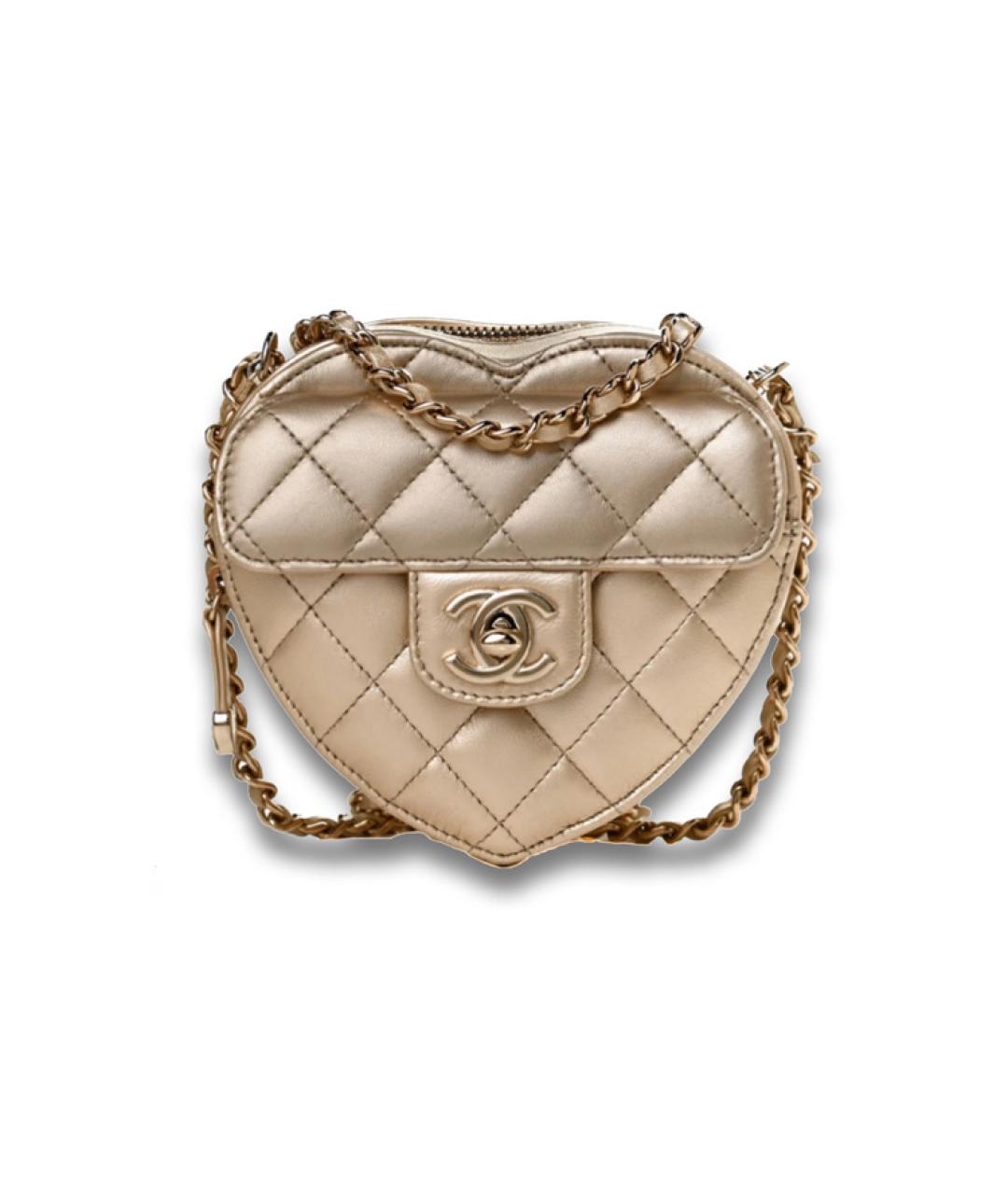 CHANEL Золотая кожаная сумка через плечо, фото 1